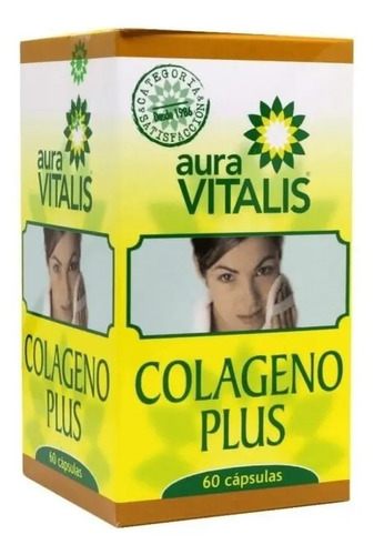 Colágeno Plus Aura Vitalis 60 Cápsulas Fortalece Cabello Uñas Elasticidad Piel