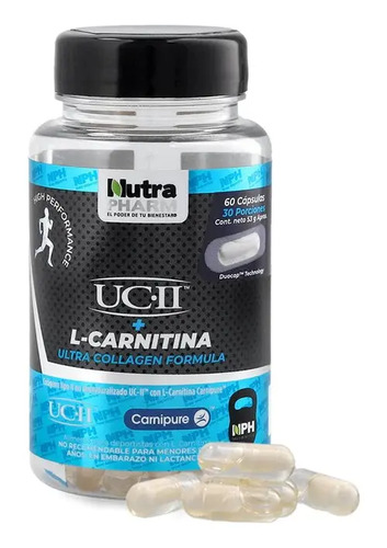 Colágeno Ucii + L-carnitina Nutra Pharm 60 Cápsulas Deportistas Sin Sabor