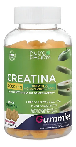 Gomitas Creatina Y Vitamina D3 Nutra Pharm 90 Unidades Sabor Manzana