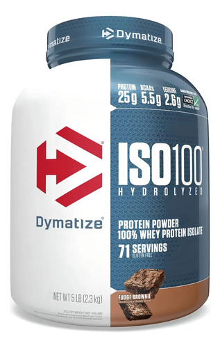 Suplemento Dymatize Whey Iso-100 2.3kg En Polvo Sabor Fudge Brownie