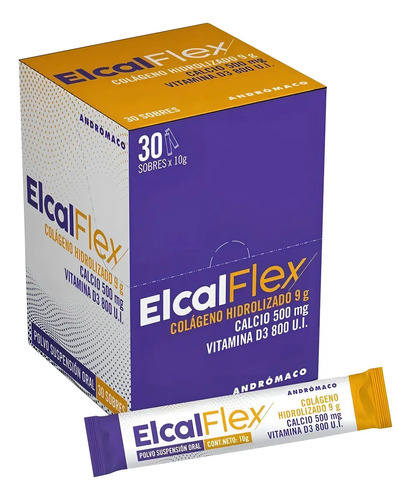 Elcal Flex Andrómaco Colágeno Hidrolizado Calcio Vitamina D 30 Sobres Original