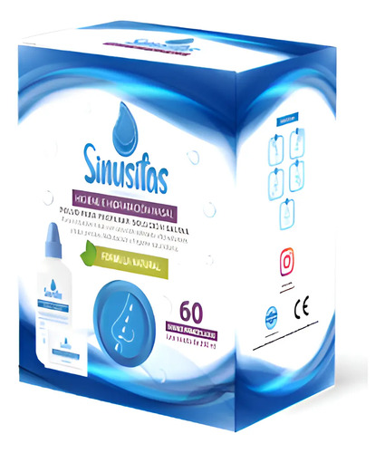 Enjuague Nasal Sinusitas, Kit 60 Sobres + Botella Agua