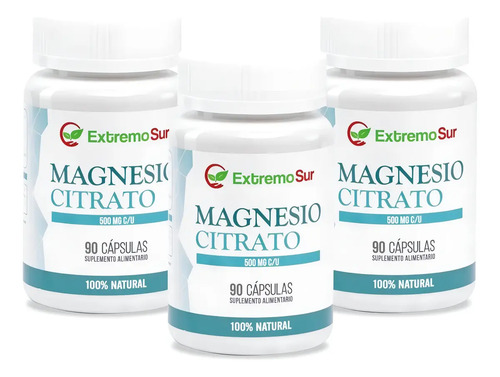Citrato De Magnesio Cápsulas Extremo Sur Sin Sabor Libre De Gluten Vegano 45g