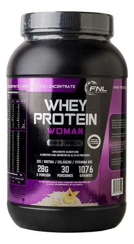 Whey Protein Woman Con Biotina Q10 B12 Y Colágeno Fnl 1076gr Sabor Vainilla