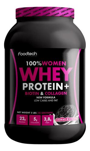 Proteína En Polvo Foodtech Whey Protein + Cookies & Cream 907g 30 Porciones