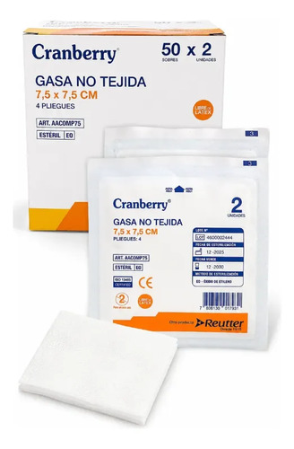 Gasa No Tejida Blanca Estéril 75x75mm Absorbente Caja 50 Blanco