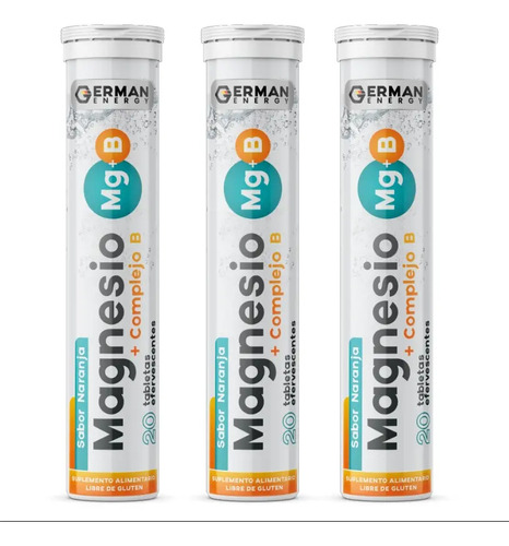 German Energy Magnesio + Complejo B Tabletas Efervescentes Naranja