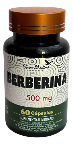 Berberina Green Medical 60 Cápsulas 500mg Sin Sabor Metabolismo Salud