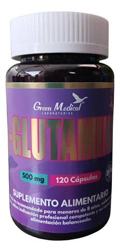 L-glutamina 500 Mg Green Medical 120 Capsulas Sabor Sin Sabor