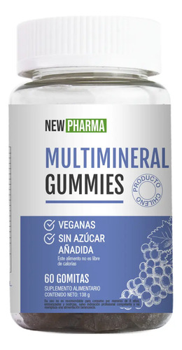 Gomitas Multiminerales New Pharma 60 Uva Zinc Veganas Sin Gluten