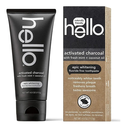Crema Dental Con Flúor Y Carbón Activado 113g Hello