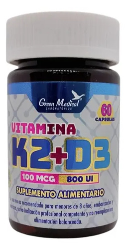Vitamina K2+d3 X 60 Capsulas Green Medical 200 Mg Sabor Sin Sabor