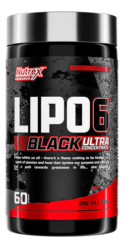 Lipo6 Black Ultra Concentrate Cafeína 60 Caps Nutrex Pote Sin Sabor