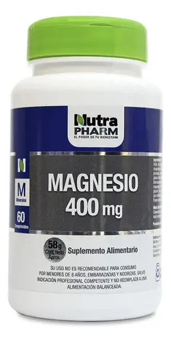 Magnesio 400mg Nutrapharm Salud Osea Y Articulaciones Sabor Sin Sabor