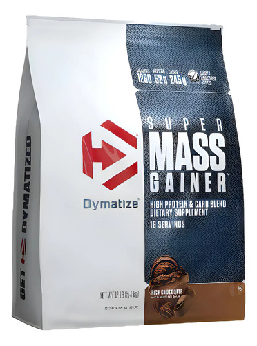 Super Mass Gainer Dymatize Ganador De Masa 12 Lb Rich Chocolate