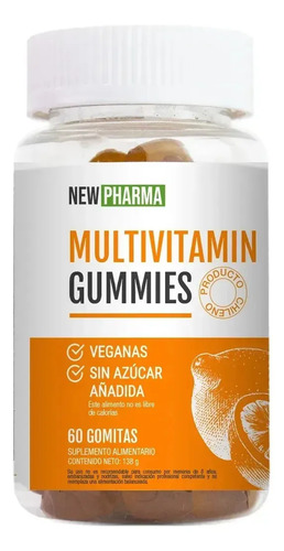 Multivitamínico En Gomitas Newpharma 60u Sabor Naranja Vegano Libre De Gluten