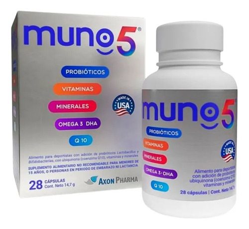 Muno 5 Probioticos + Vitaminas Cápsulas 30 Unidades Sabor Sin Sabor