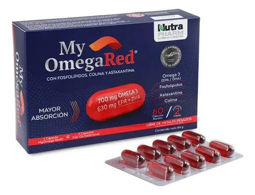 Nutrapharm My Omegared Omega Krill Antartico Con Fosfolipido Sabor Sin Sabor