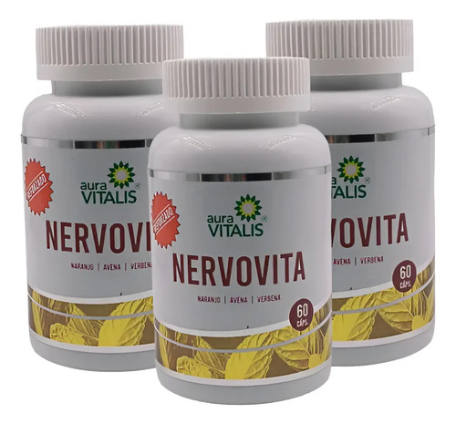 Nervo Vita Pack 3 Frascos 60 Cáps C/u Ansiedad Relajante Sin Sabor