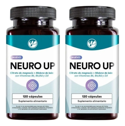 Suplemento Nfarm Neuro Up Magnesio Melena León 120 Caps Sin Sabor Pack 2x