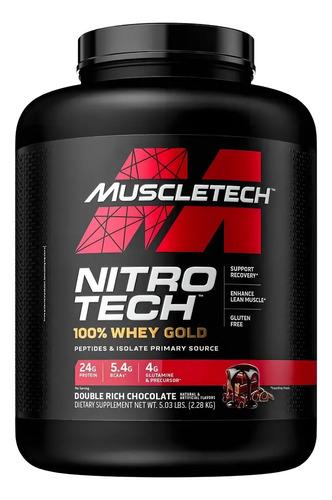 Suplemento En Polvo Muscletech Nitro Tech 100% Whey Gold Proteína Sabor Double Rich Chocolate En Pote De 2.27kg