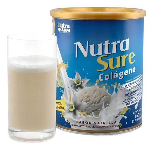 Suplemento En Polvo Nutra Pharm Suplementos Nutrasure Colageno Colágeno Sabor Vainilla En Tarro De 850g