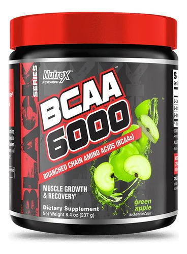 Bcaa 6000 Aminoacidos Pre Entreno Fruit Punch 231grs Nutrex Manzana Verde