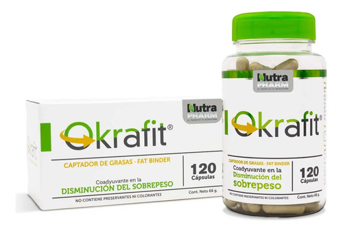 Okrafit 120 Capsulas Suplemento Captador De Grasas Nutrapharm Sin Sabor