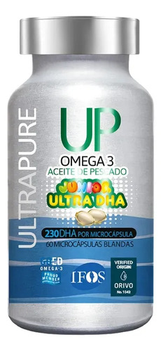 Omega 3 Up Junior Ultra Dha 60 Capsulas Ultrapure Newscience Sabor Sin Sabor