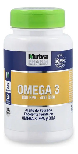 Nutrapharm Omega 3 Epa 800 Dha 400 60 Caps Corazon Cerebro Sabor Sin Sabor