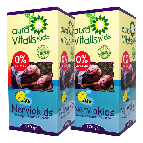 Pack 2 Botellas Jarabe Para Niños Aura Vitalis Nervio Kids 170 Ml C/u