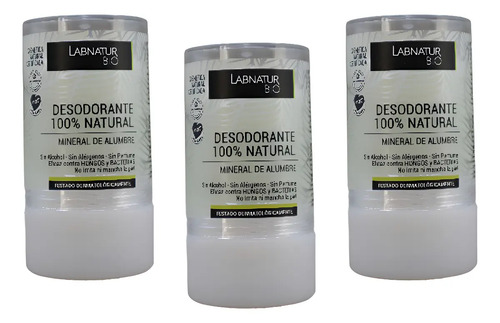 Pack 3 Desodorantes Piedra Alumbre Sys 120g Natural Sin Fragancia