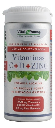 Vitamina C + D + Zinc 60 Cápsulas Vital & Young