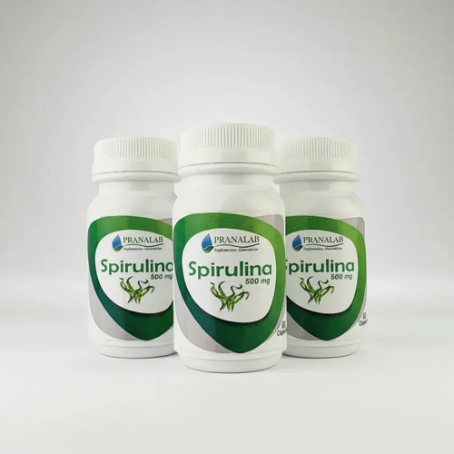Spirulina 500mg Pack 3 Frascos 180 Cápsulas Sabor Sin Sabor