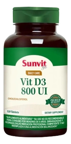 Suplemento En Tabletas Sunvit Vitaminas De Sunvit Vitamina D3 800 Iu 120 Tabs Sin Sabor