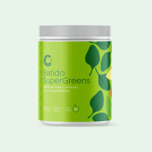 Batido Supergreens Detox + 7 Superalimentos Maqui, Kale, Moringa, Té Matcha, Camu Camu, Espinaca, Jengibre Sabor Piña Suave Sabor Dulce