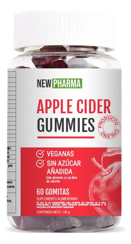 Suplemento En Gomita Newpharma Vinagre De Manzana Vitamina B9, B12 De Apple Cider Gummies (60 U) Sabor Manzana X 2.3g
