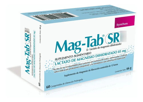 Suplemento Nutricional Lactato De Magnesio 60 Comprimidos Synthon Original