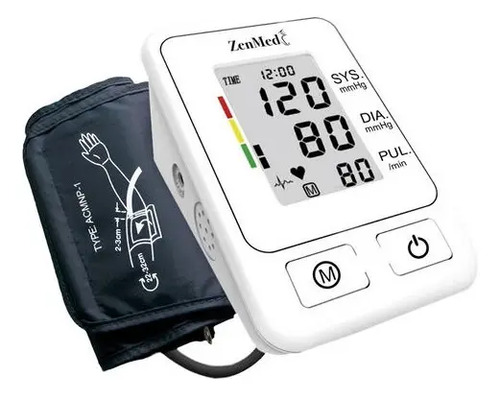 Tensiómetro De Brazo Zenmed Lcd Digital Automático Blanco Con Brazalete Universal