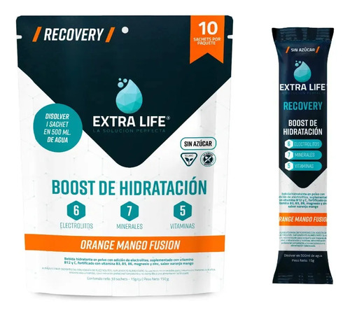 Extra Life Boost De Hidratación Orange Mango Fusion - 10 Unidades / Bebida Isotonica
