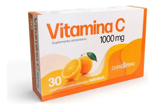 Vitamina C 1000mg X 30 Comprimidos Masticables Sabor Naranja