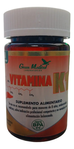 Vitamina K1 X 60 Capsulas 100 Mcg Green Medical Sabor Sin Sabor