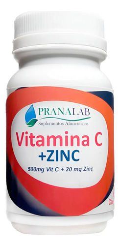 Vitamina C + Zinc 60 Capsulas Pranalab Sin Sabor