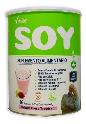Vivalite Soy Suplemento Alimentario 900g Sabor Frutilla