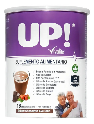 Suplemento Nutricional Vivalite Up Chocolate Avellana Sin Lactosa 900g