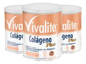 Colageno  Magnesio Zinc Y Vitamina C  405g Vivalite Pack X 3 Sabor Natural