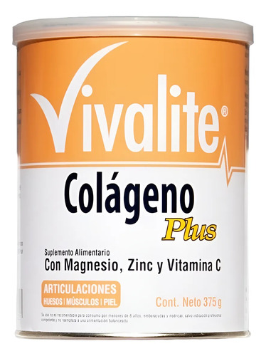 Vivalite Colágeno Plus Magnesio Zinc Vitamina C 375g Natural